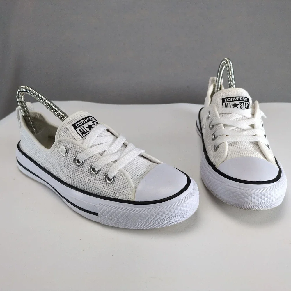 Converse All Star Shoreline Basketweave White Slip-On Sneakers Womens 8 Canvas